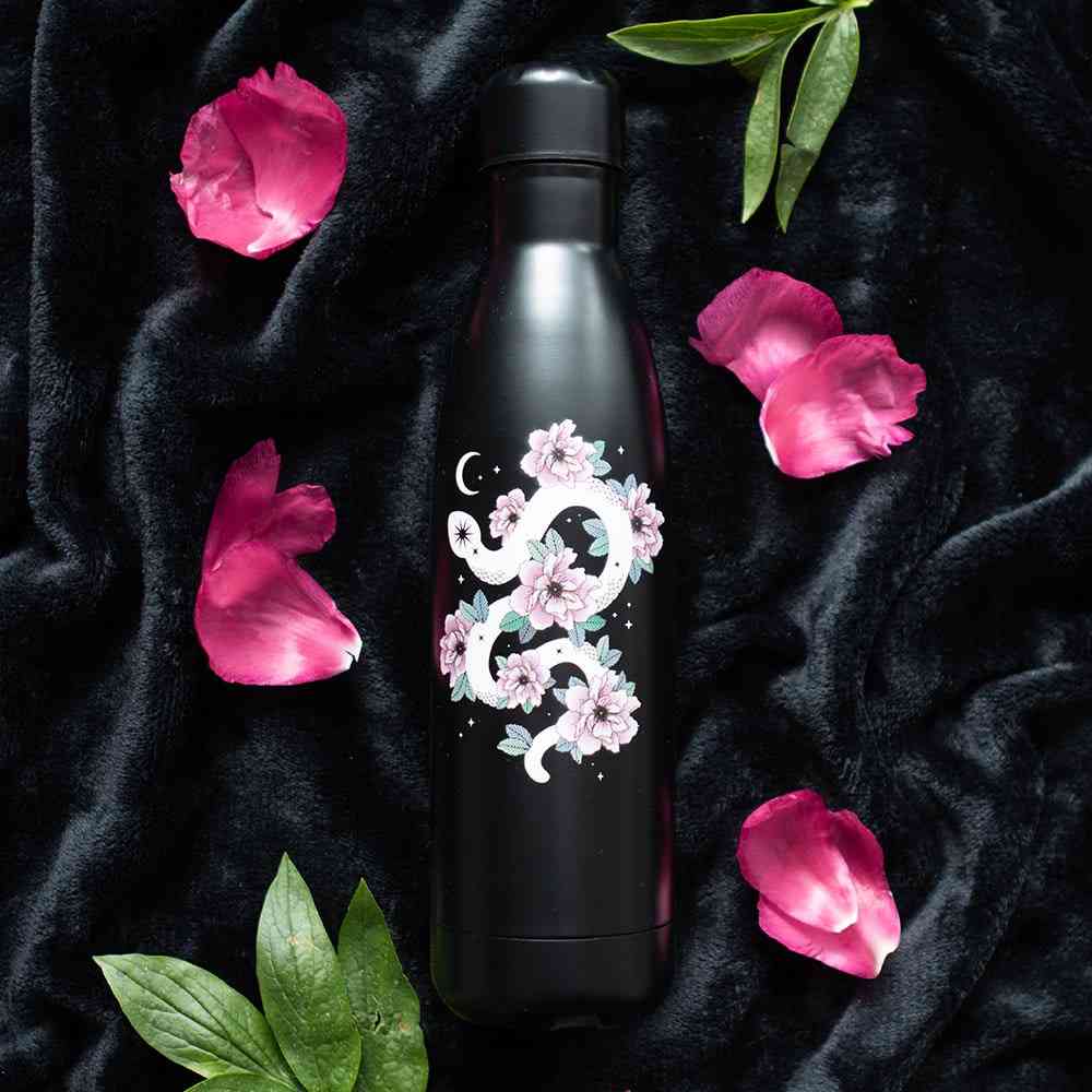 Something Different - Floral Snake Metal Bouteille d'eau - Noir